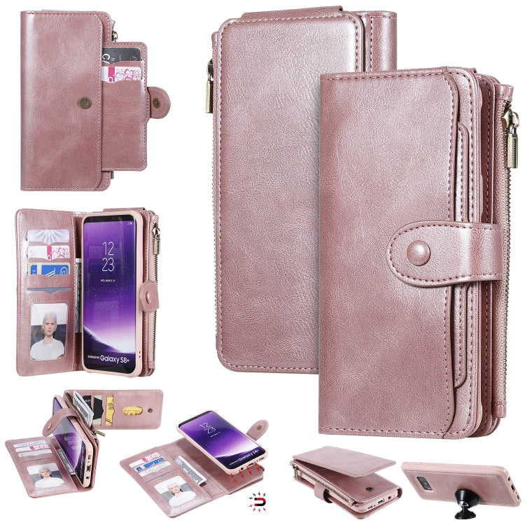 For Galaxy S8+ Multifunctional Retro Detachable Magnetic Horizontal Flip Leather Case with Card Slots & Holder & Wallet & Photo Frame