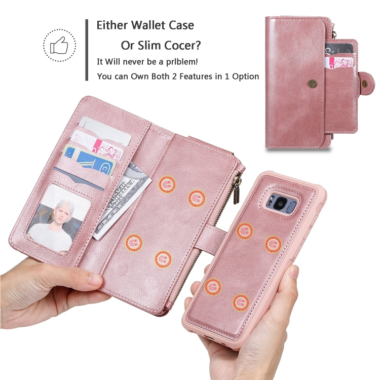 For Galaxy S8+ Multifunctional Retro Detachable Magnetic Horizontal Flip Leather Case with Card Slots & Holder & Wallet & Photo Frame