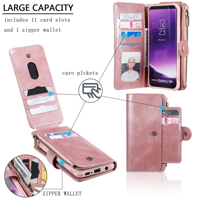 For Galaxy S8+ Multifunctional Retro Detachable Magnetic Horizontal Flip Leather Case with Card Slots & Holder & Wallet & Photo Frame