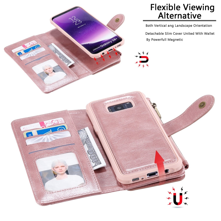 For Galaxy S8+ Multifunctional Retro Detachable Magnetic Horizontal Flip Leather Case with Card Slots & Holder & Wallet & Photo Frame