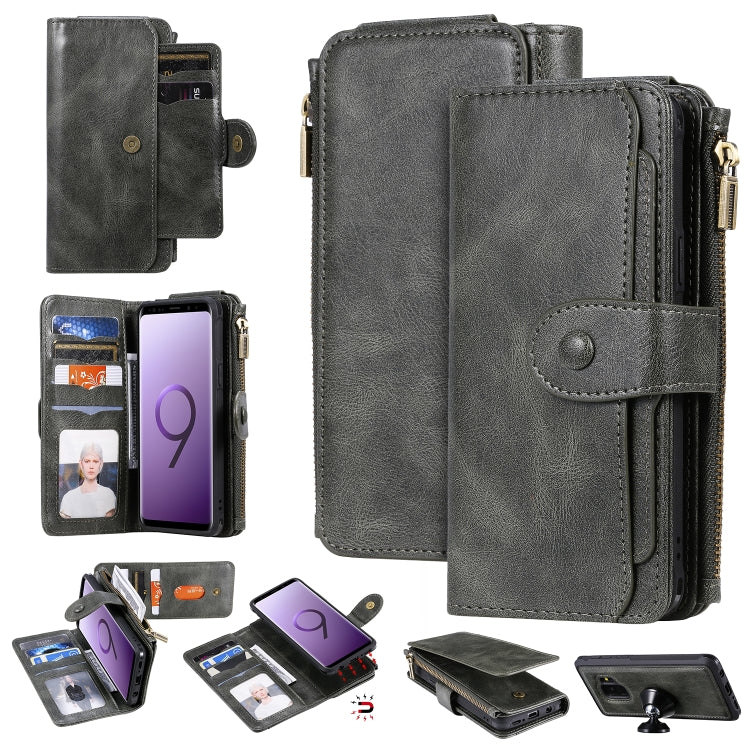 For Galaxy S9 Multifunctional Retro Detachable Magnetic Horizontal Flip Leather Case with Card Slots & Holder & Wallet & Photo Frame