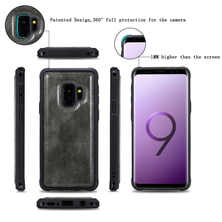 For Galaxy S9 Multifunctional Retro Detachable Magnetic Horizontal Flip Leather Case with Card Slots & Holder & Wallet & Photo Frame