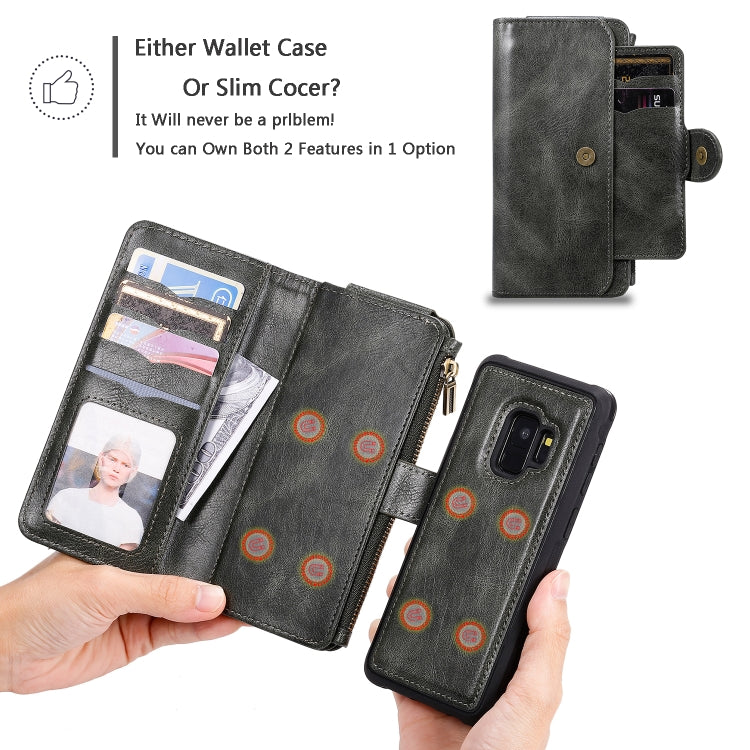 For Galaxy S9 Multifunctional Retro Detachable Magnetic Horizontal Flip Leather Case with Card Slots & Holder & Wallet & Photo Frame