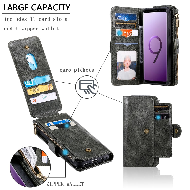 For Galaxy S9 Multifunctional Retro Detachable Magnetic Horizontal Flip Leather Case with Card Slots & Holder & Wallet & Photo Frame