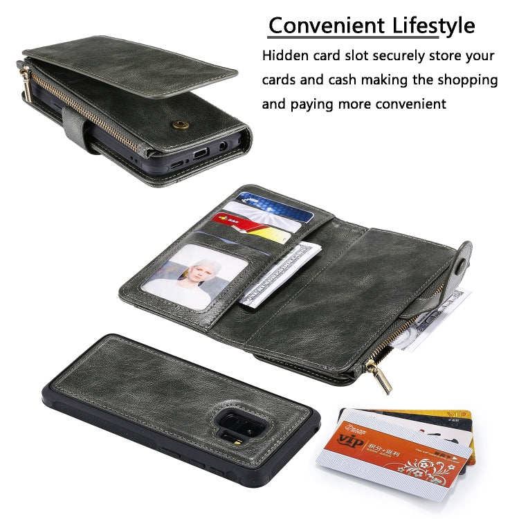 For Galaxy S9 Multifunctional Retro Detachable Magnetic Horizontal Flip Leather Case with Card Slots & Holder & Wallet & Photo Frame