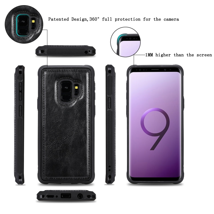 For Galaxy S9 Multifunctional Retro Detachable Magnetic Horizontal Flip Leather Case with Card Slots & Holder & Wallet & Photo Frame