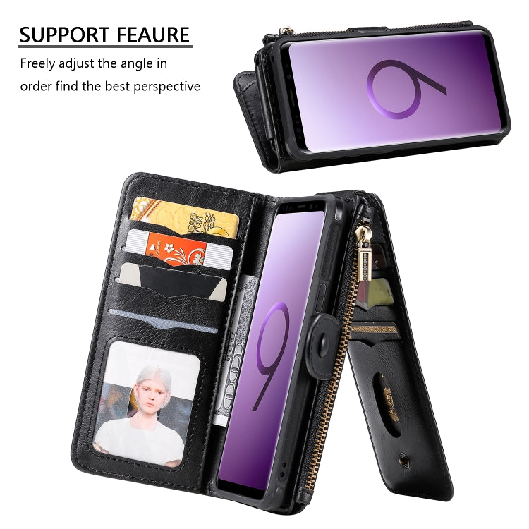For Galaxy S9 Multifunctional Retro Detachable Magnetic Horizontal Flip Leather Case with Card Slots & Holder & Wallet & Photo Frame