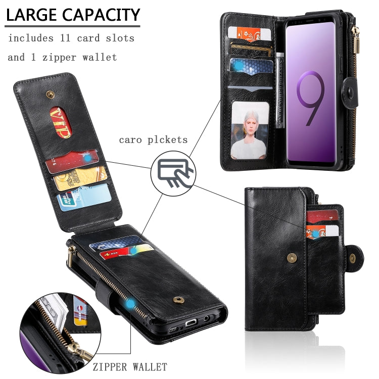 For Galaxy S9 Multifunctional Retro Detachable Magnetic Horizontal Flip Leather Case with Card Slots & Holder & Wallet & Photo Frame