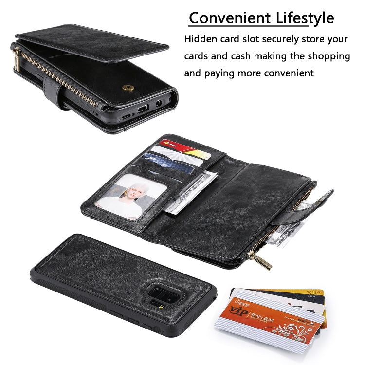 For Galaxy S9 Multifunctional Retro Detachable Magnetic Horizontal Flip Leather Case with Card Slots & Holder & Wallet & Photo Frame