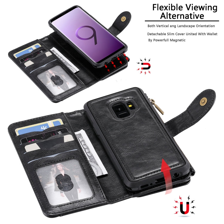 For Galaxy S9 Multifunctional Retro Detachable Magnetic Horizontal Flip Leather Case with Card Slots & Holder & Wallet & Photo Frame