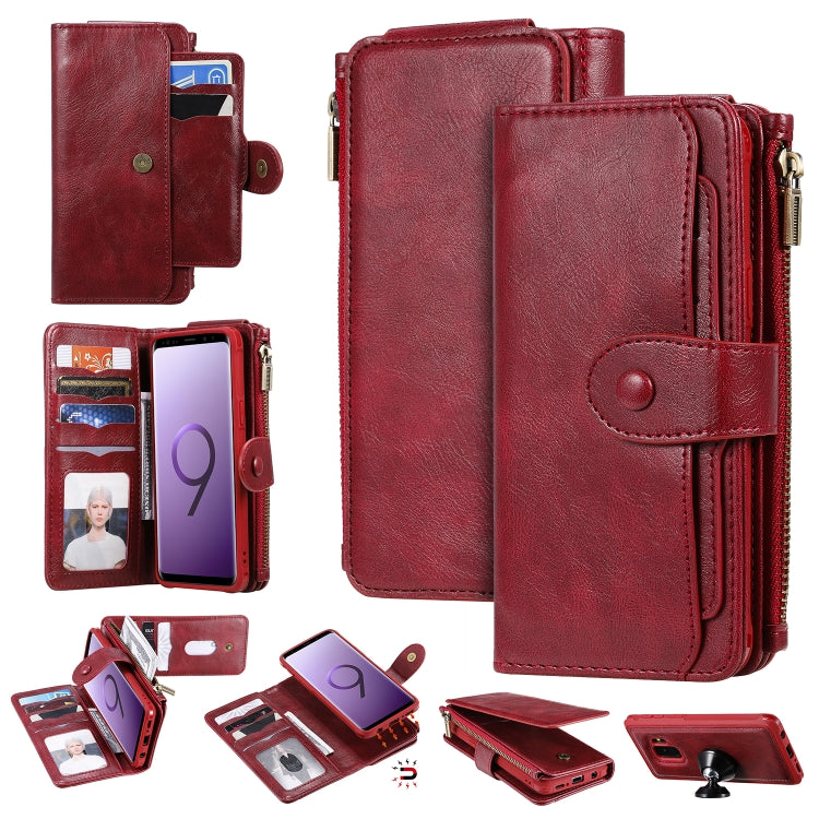For Galaxy S9 Multifunctional Retro Detachable Magnetic Horizontal Flip Leather Case with Card Slots & Holder & Wallet & Photo Frame