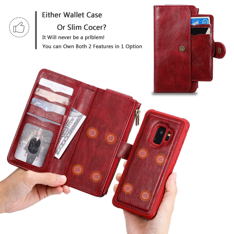 For Galaxy S9 Multifunctional Retro Detachable Magnetic Horizontal Flip Leather Case with Card Slots & Holder & Wallet & Photo Frame