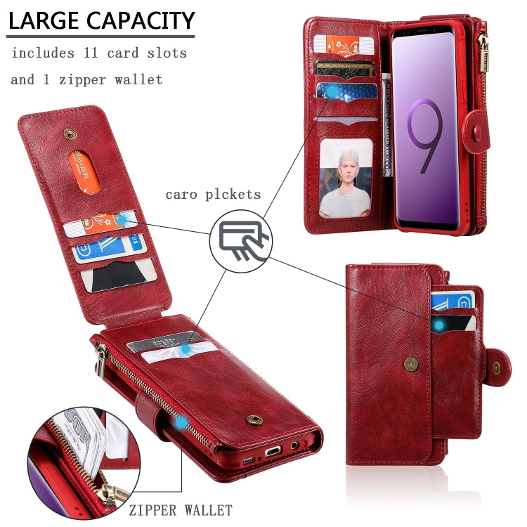 For Galaxy S9 Multifunctional Retro Detachable Magnetic Horizontal Flip Leather Case with Card Slots & Holder & Wallet & Photo Frame