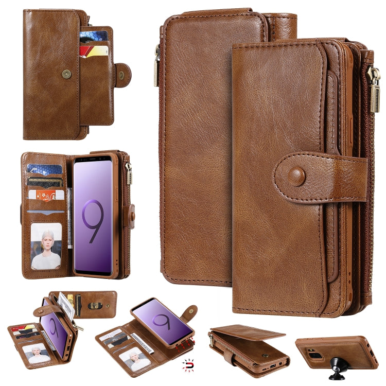 For Galaxy S9 Multifunctional Retro Detachable Magnetic Horizontal Flip Leather Case with Card Slots & Holder & Wallet & Photo Frame