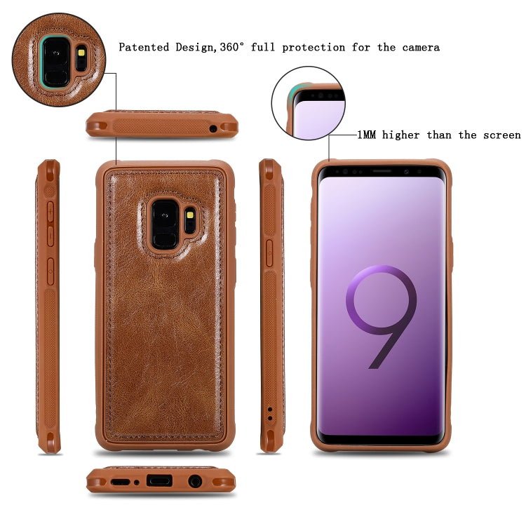 For Galaxy S9 Multifunctional Retro Detachable Magnetic Horizontal Flip Leather Case with Card Slots & Holder & Wallet & Photo Frame