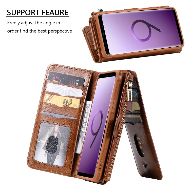 For Galaxy S9 Multifunctional Retro Detachable Magnetic Horizontal Flip Leather Case with Card Slots & Holder & Wallet & Photo Frame