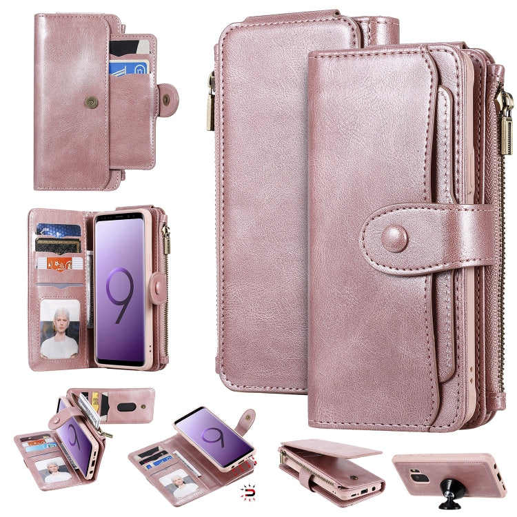 For Galaxy S9 Multifunctional Retro Detachable Magnetic Horizontal Flip Leather Case with Card Slots & Holder & Wallet & Photo Frame