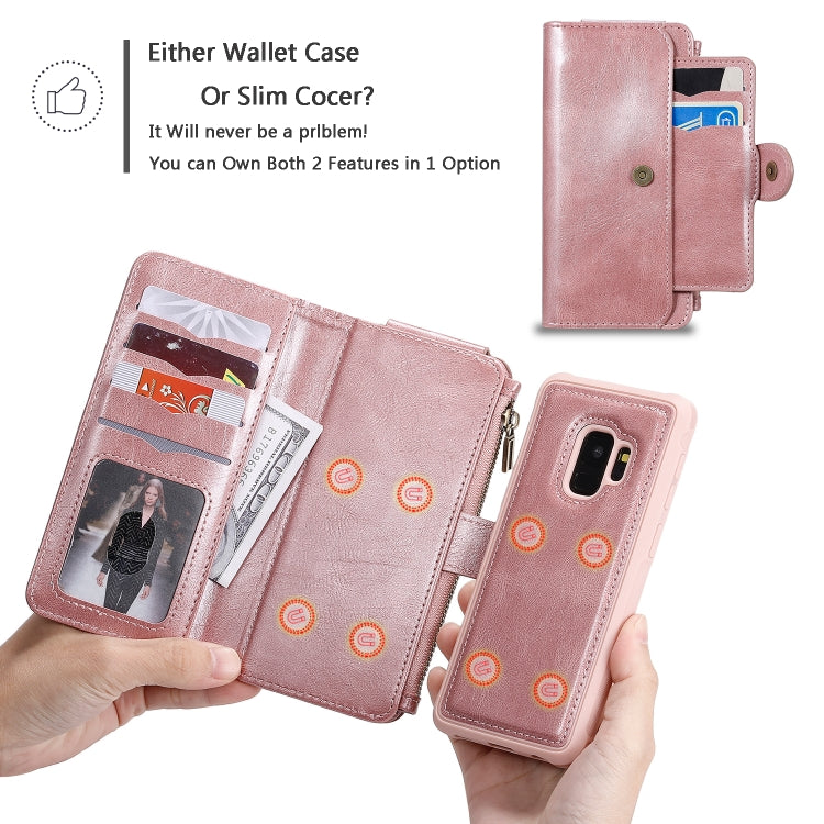 For Galaxy S9 Multifunctional Retro Detachable Magnetic Horizontal Flip Leather Case with Card Slots & Holder & Wallet & Photo Frame