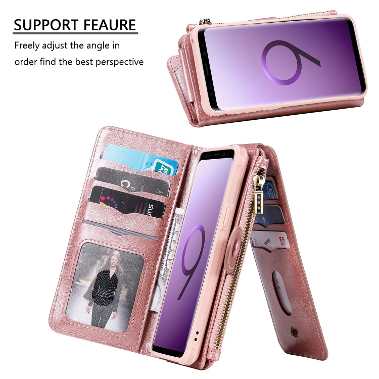 For Galaxy S9 Multifunctional Retro Detachable Magnetic Horizontal Flip Leather Case with Card Slots & Holder & Wallet & Photo Frame