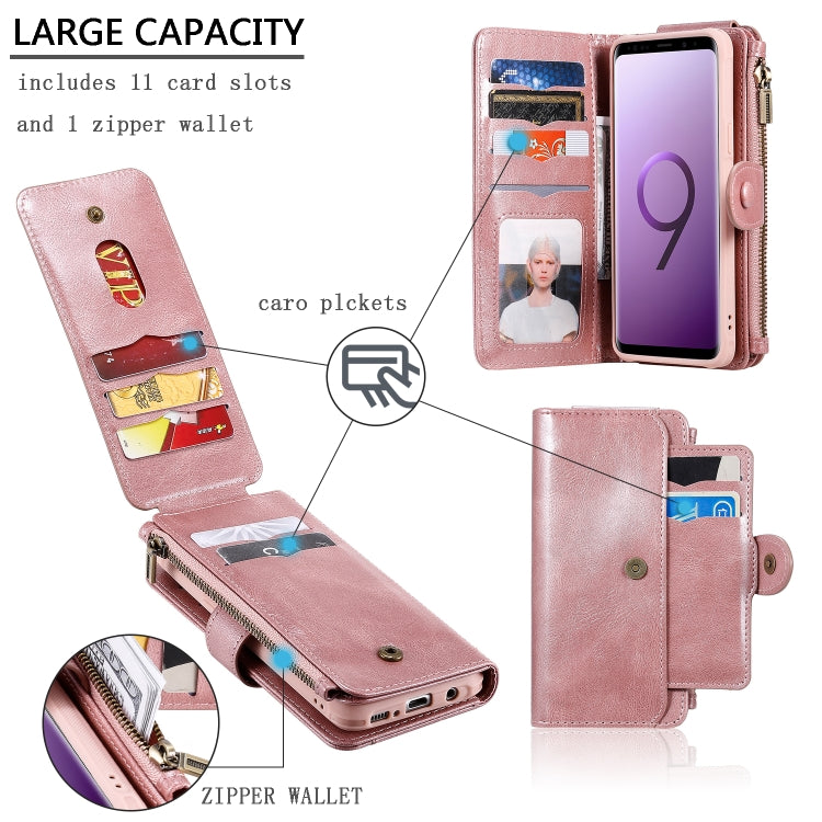 For Galaxy S9 Multifunctional Retro Detachable Magnetic Horizontal Flip Leather Case with Card Slots & Holder & Wallet & Photo Frame