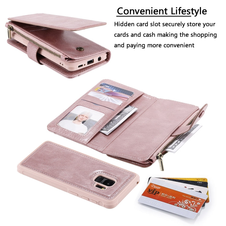 For Galaxy S9 Multifunctional Retro Detachable Magnetic Horizontal Flip Leather Case with Card Slots & Holder & Wallet & Photo Frame