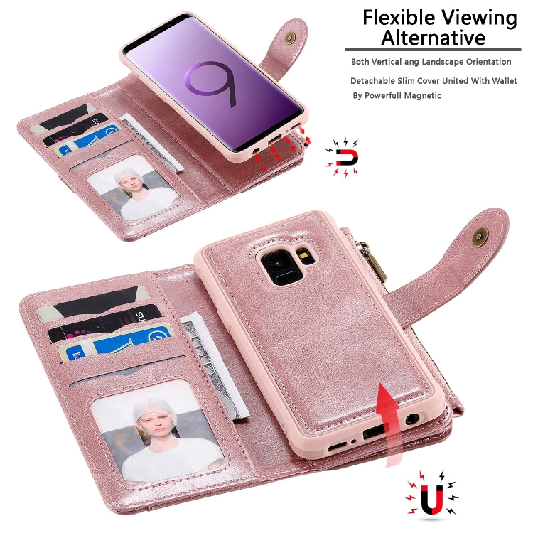 For Galaxy S9 Multifunctional Retro Detachable Magnetic Horizontal Flip Leather Case with Card Slots & Holder & Wallet & Photo Frame