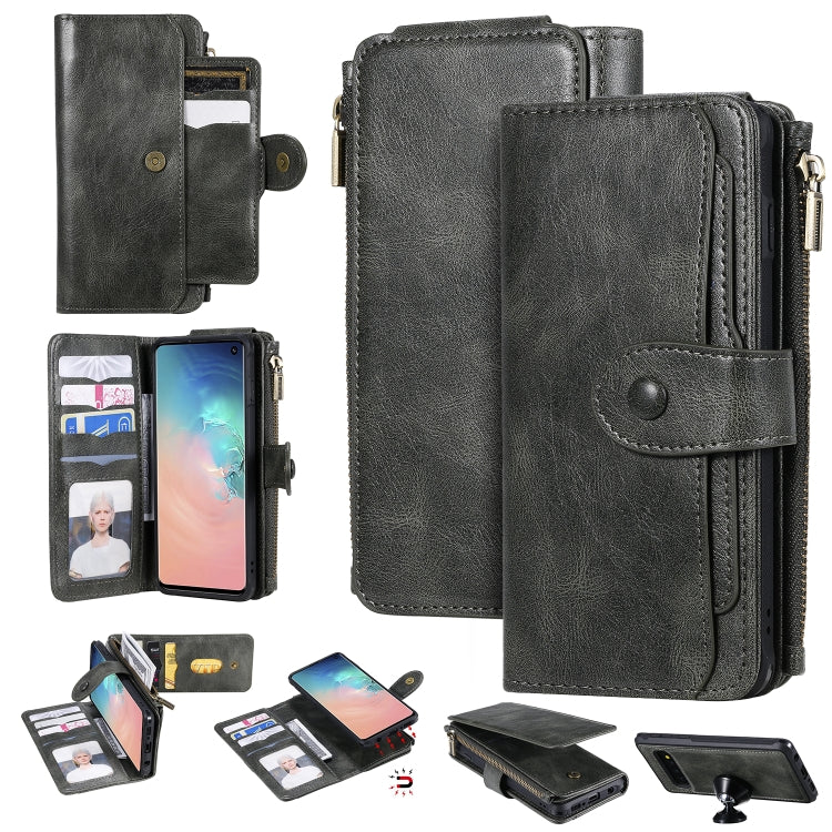 For Galaxy S10 Multifunctional Retro Detachable Magnetic Horizontal Flip Leather Case with Card Slots & Holder & Wallet & Photo Frame