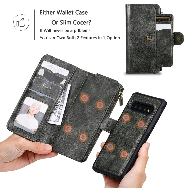 For Galaxy S10 Multifunctional Retro Detachable Magnetic Horizontal Flip Leather Case with Card Slots & Holder & Wallet & Photo Frame