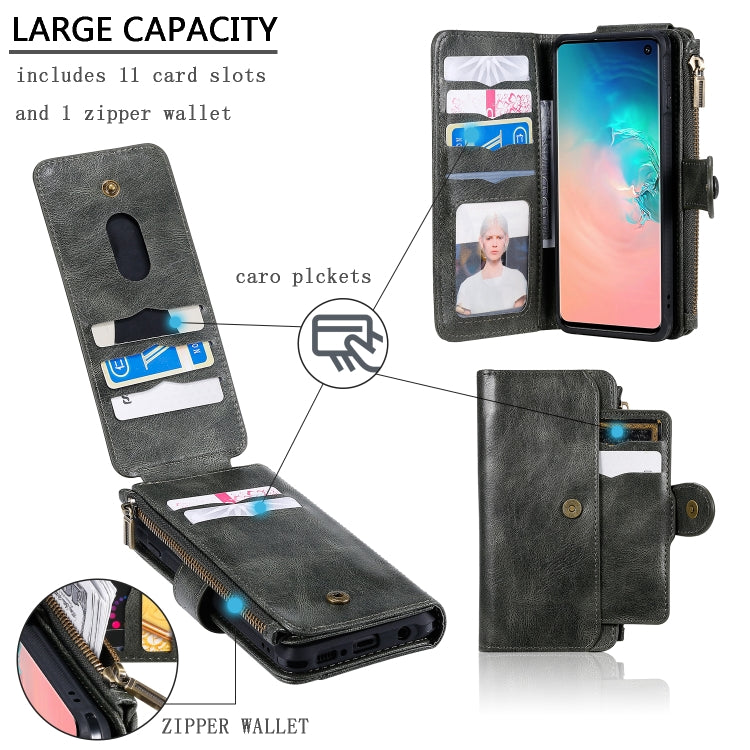 For Galaxy S10 Multifunctional Retro Detachable Magnetic Horizontal Flip Leather Case with Card Slots & Holder & Wallet & Photo Frame