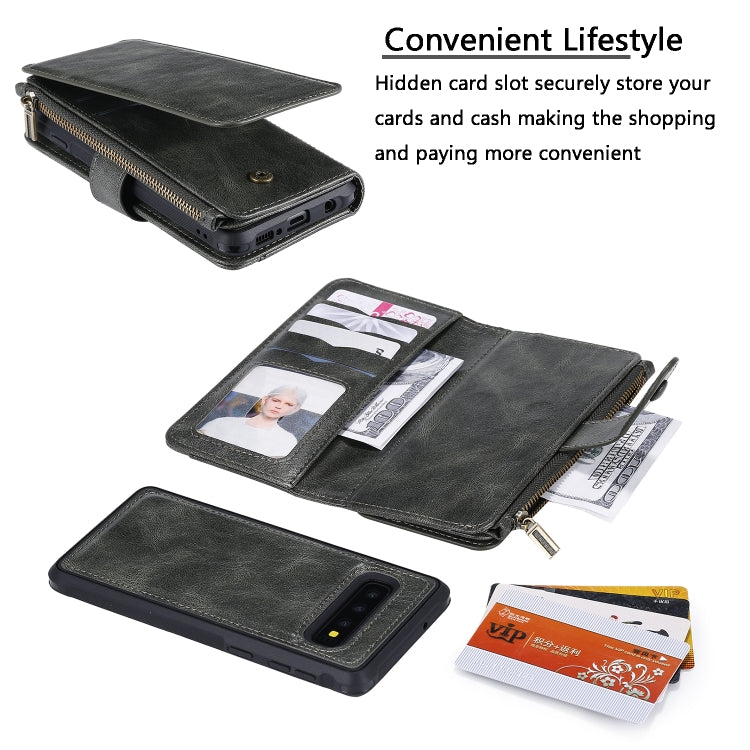 For Galaxy S10 Multifunctional Retro Detachable Magnetic Horizontal Flip Leather Case with Card Slots & Holder & Wallet & Photo Frame