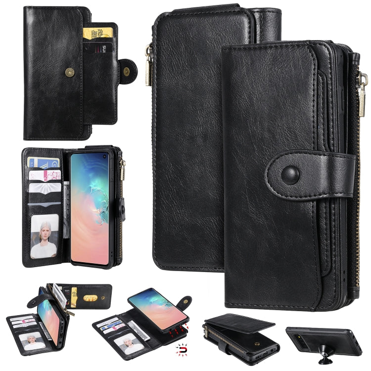 For Galaxy S10 Multifunctional Retro Detachable Magnetic Horizontal Flip Leather Case with Card Slots & Holder & Wallet & Photo Frame