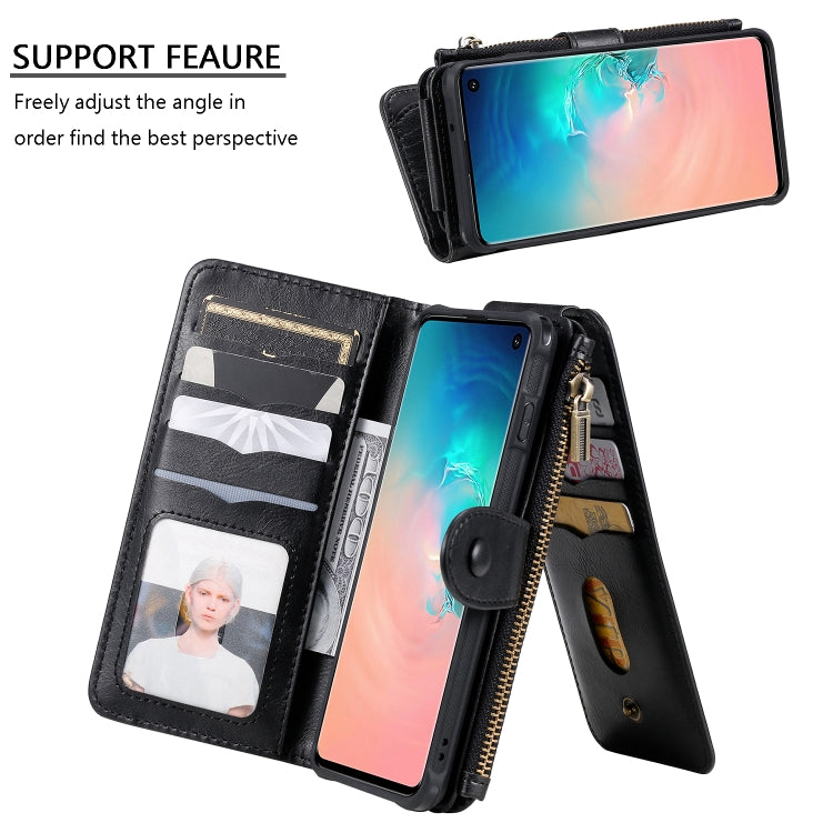 For Galaxy S10 Multifunctional Retro Detachable Magnetic Horizontal Flip Leather Case with Card Slots & Holder & Wallet & Photo Frame