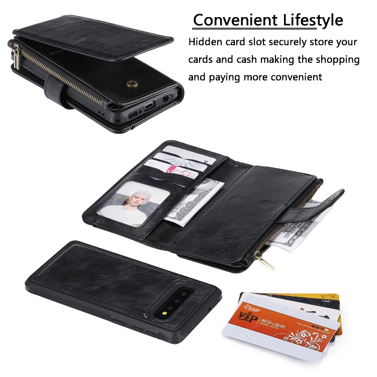 For Galaxy S10 Multifunctional Retro Detachable Magnetic Horizontal Flip Leather Case with Card Slots & Holder & Wallet & Photo Frame