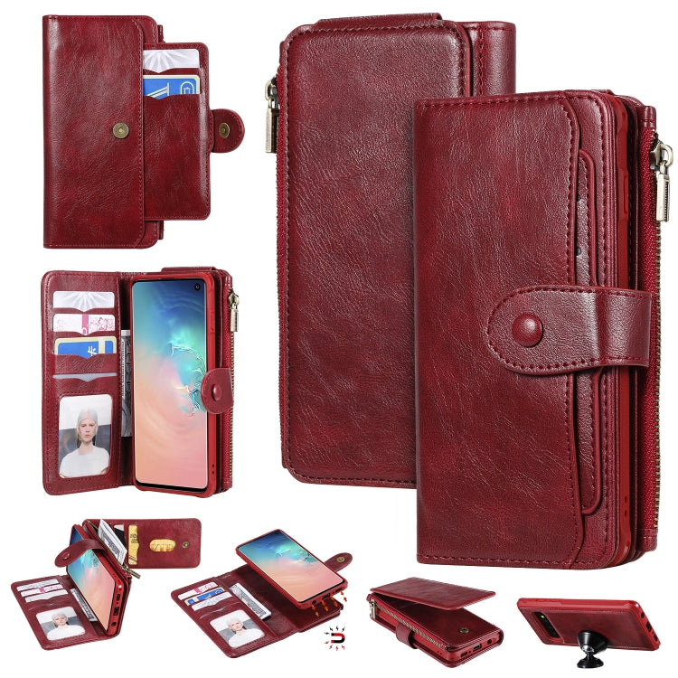For Galaxy S10 Multifunctional Retro Detachable Magnetic Horizontal Flip Leather Case with Card Slots & Holder & Wallet & Photo Frame