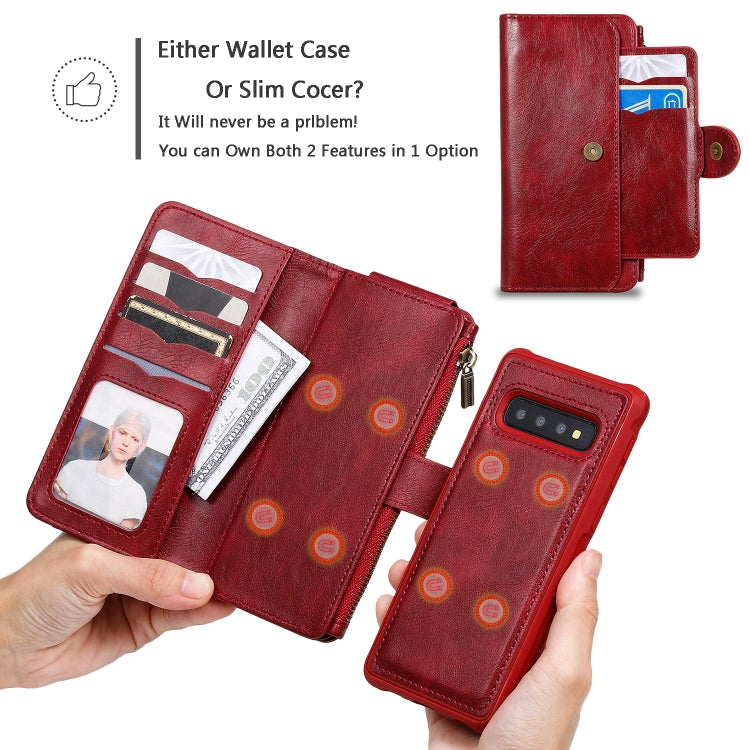 For Galaxy S10 Multifunctional Retro Detachable Magnetic Horizontal Flip Leather Case with Card Slots & Holder & Wallet & Photo Frame