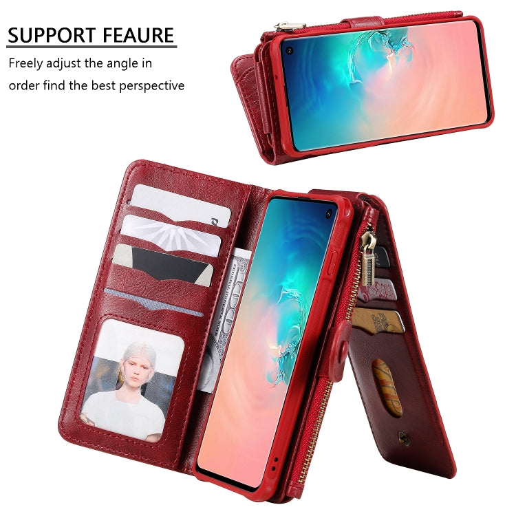 For Galaxy S10 Multifunctional Retro Detachable Magnetic Horizontal Flip Leather Case with Card Slots & Holder & Wallet & Photo Frame