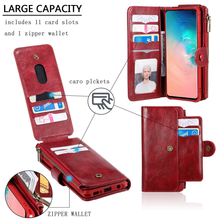 For Galaxy S10 Multifunctional Retro Detachable Magnetic Horizontal Flip Leather Case with Card Slots & Holder & Wallet & Photo Frame