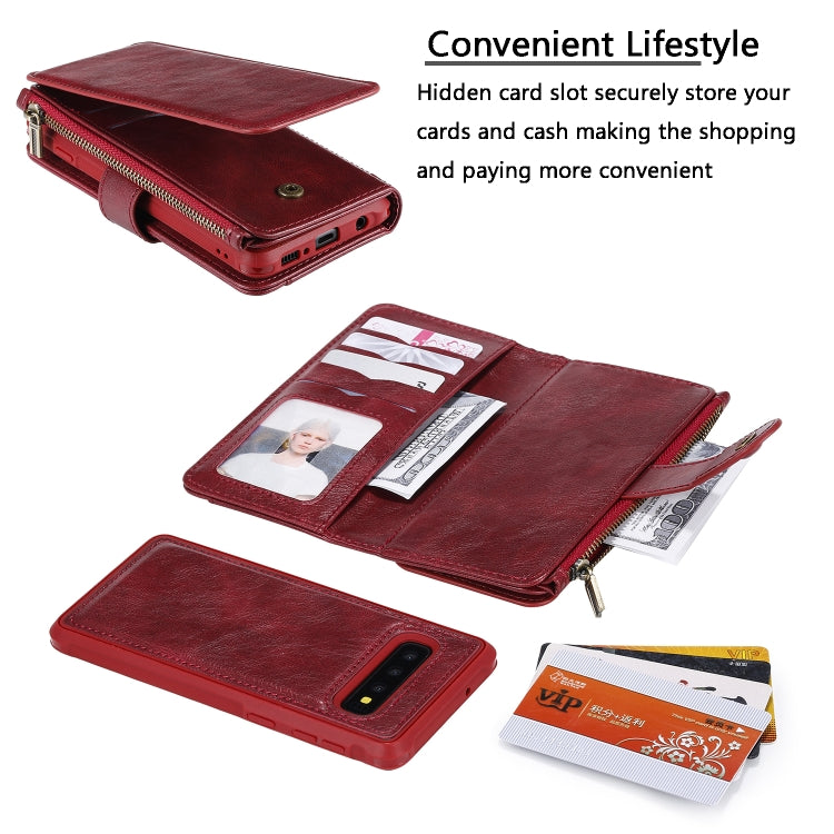 For Galaxy S10 Multifunctional Retro Detachable Magnetic Horizontal Flip Leather Case with Card Slots & Holder & Wallet & Photo Frame