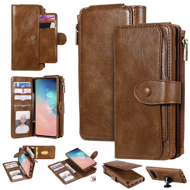 For Galaxy S10 Multifunctional Retro Detachable Magnetic Horizontal Flip Leather Case with Card Slots & Holder & Wallet & Photo Frame