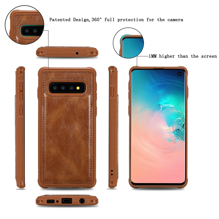 For Galaxy S10 Multifunctional Retro Detachable Magnetic Horizontal Flip Leather Case with Card Slots & Holder & Wallet & Photo Frame
