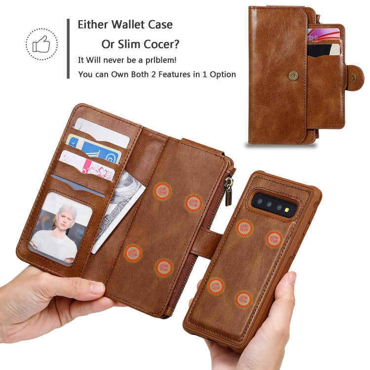 For Galaxy S10 Multifunctional Retro Detachable Magnetic Horizontal Flip Leather Case with Card Slots & Holder & Wallet & Photo Frame