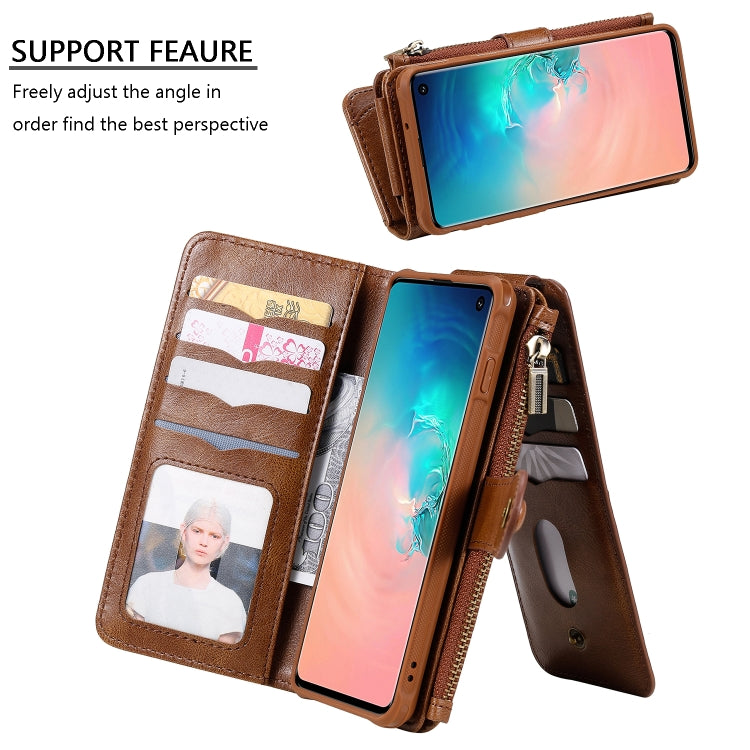 For Galaxy S10 Multifunctional Retro Detachable Magnetic Horizontal Flip Leather Case with Card Slots & Holder & Wallet & Photo Frame