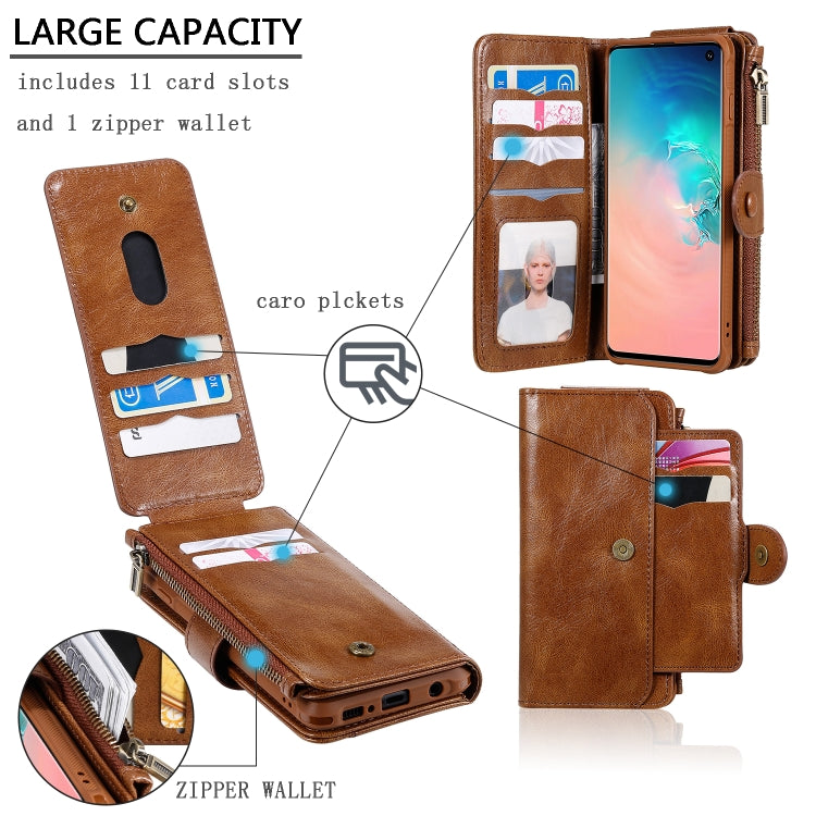 For Galaxy S10 Multifunctional Retro Detachable Magnetic Horizontal Flip Leather Case with Card Slots & Holder & Wallet & Photo Frame