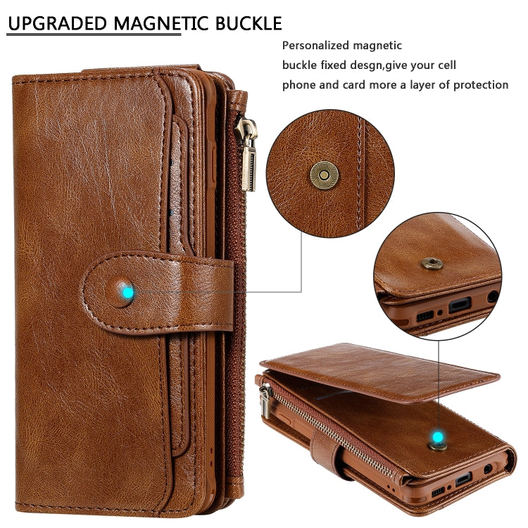 For Galaxy S10 Multifunctional Retro Detachable Magnetic Horizontal Flip Leather Case with Card Slots & Holder & Wallet & Photo Frame
