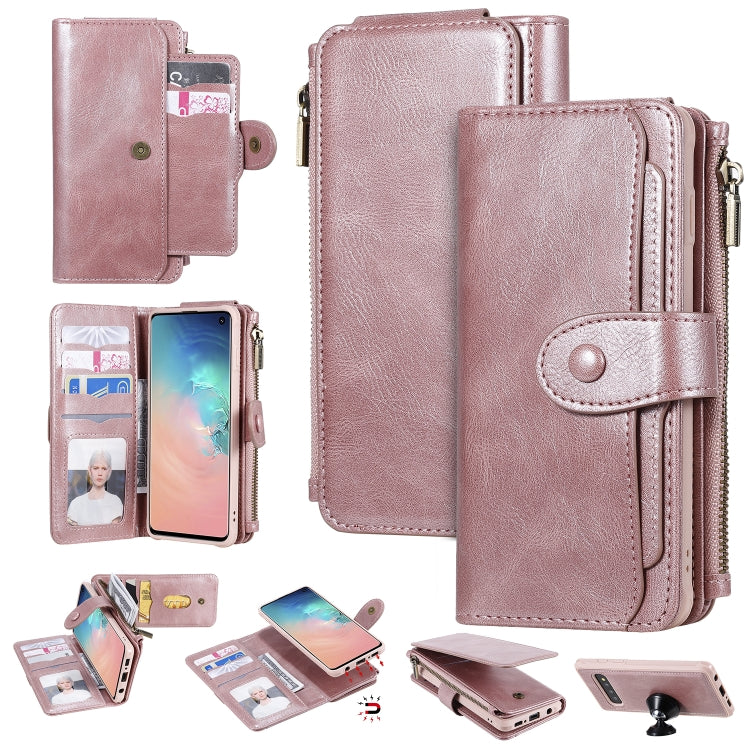 For Galaxy S10 Multifunctional Retro Detachable Magnetic Horizontal Flip Leather Case with Card Slots & Holder & Wallet & Photo Frame