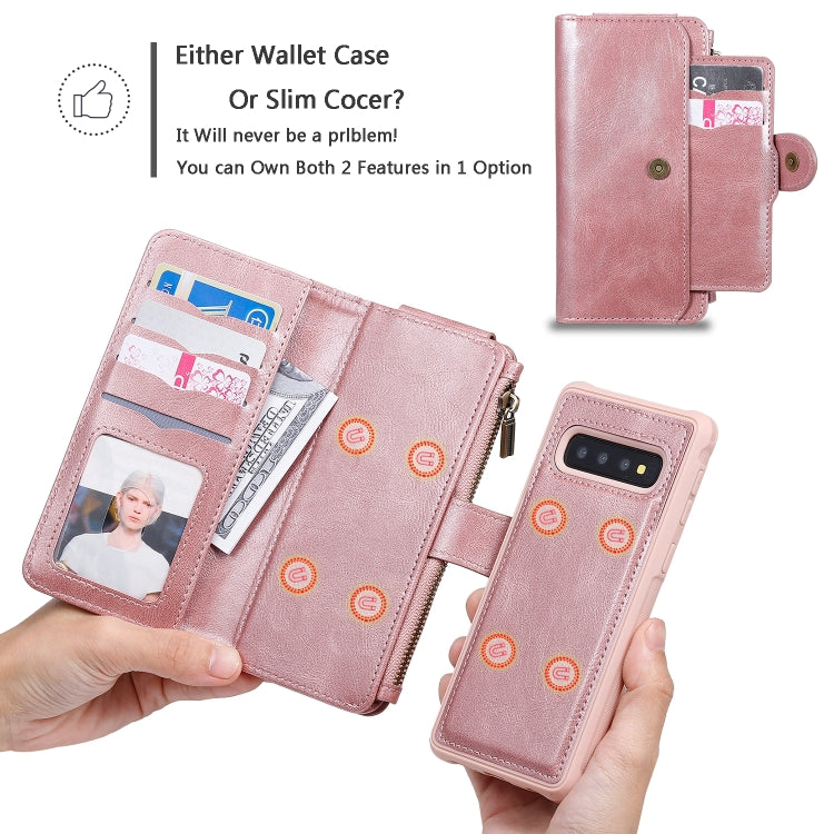 For Galaxy S10 Multifunctional Retro Detachable Magnetic Horizontal Flip Leather Case with Card Slots & Holder & Wallet & Photo Frame
