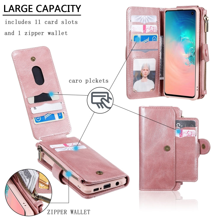 For Galaxy S10 Multifunctional Retro Detachable Magnetic Horizontal Flip Leather Case with Card Slots & Holder & Wallet & Photo Frame