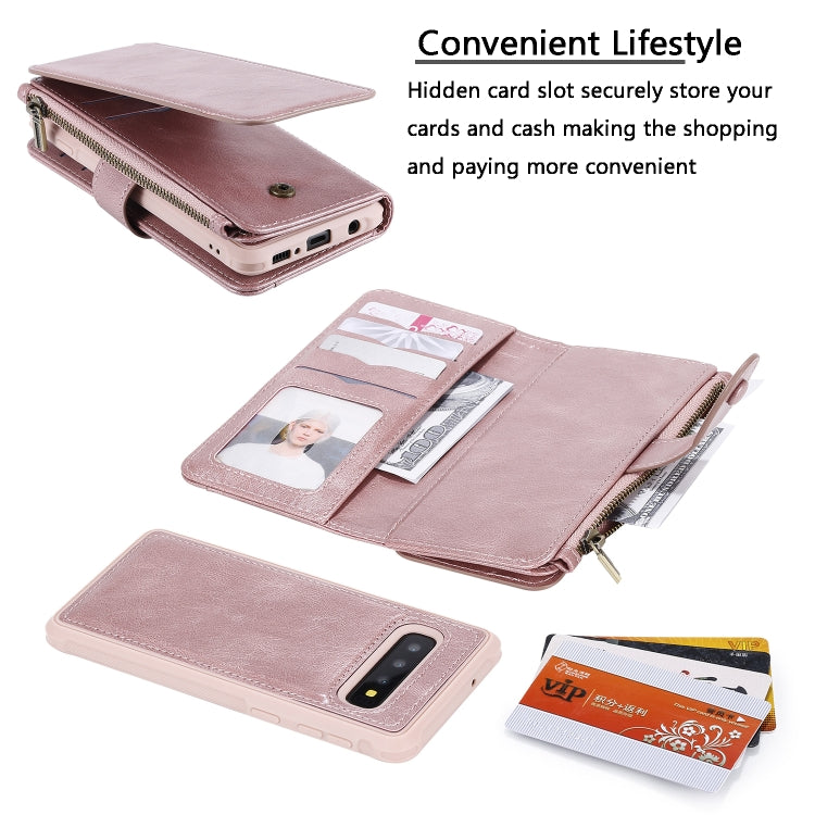 For Galaxy S10 Multifunctional Retro Detachable Magnetic Horizontal Flip Leather Case with Card Slots & Holder & Wallet & Photo Frame