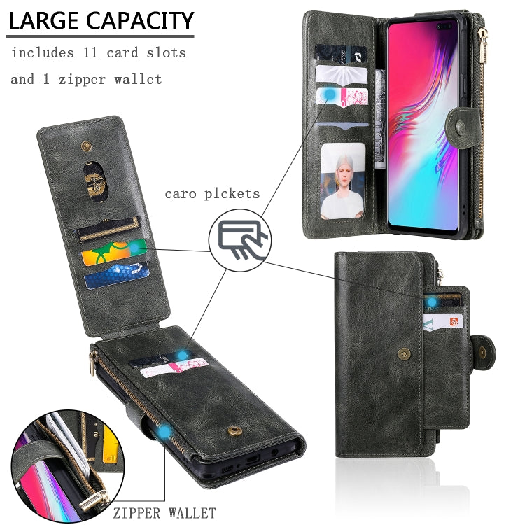 For Galaxy S10 5G Multifunctional Retro Detachable Magnetic Horizontal Flip Leather Case with Card Slots & Holder & Wallet & Photo Frame