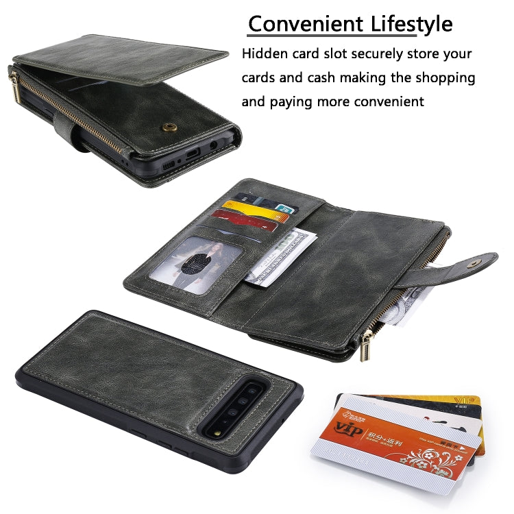 For Galaxy S10 5G Multifunctional Retro Detachable Magnetic Horizontal Flip Leather Case with Card Slots & Holder & Wallet & Photo Frame